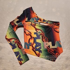 Asyou women's cut out shoulder crop top. Spandex. Size 2